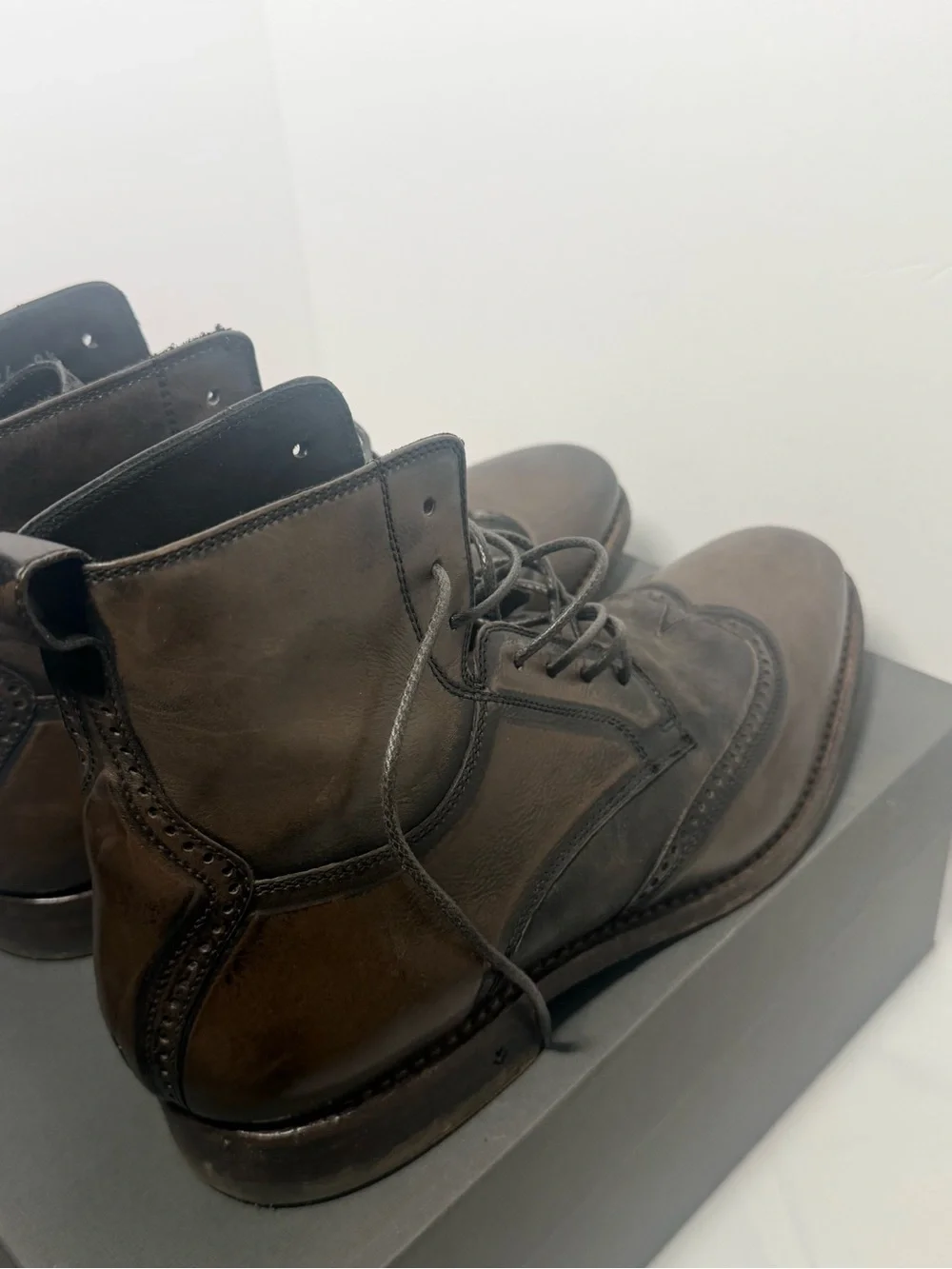 John Varvatos Brown Leather Chukka Wingtip Boots